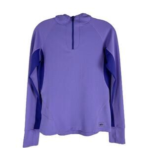 REI purple pullover 1/4 zip hoodie hiking camping outdoor active top jacket XS